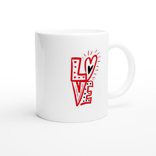 Tasse LOVE mit Herz - rot/schwarz