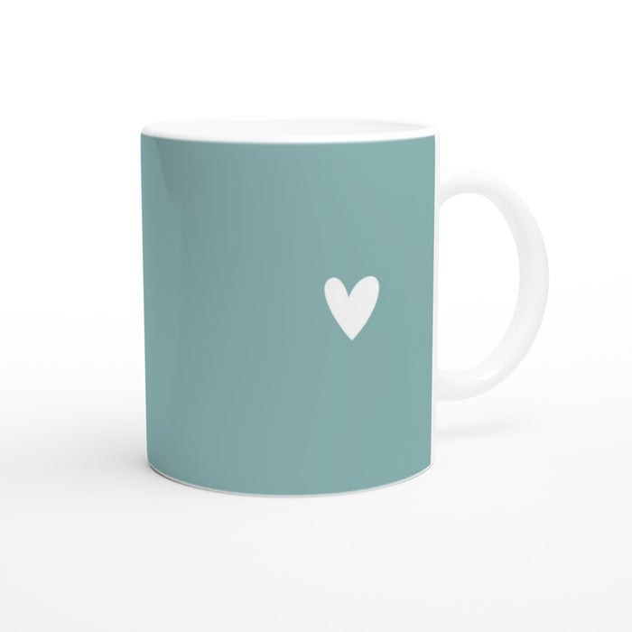 Tasse mit Herz - eukalyptus/weiß