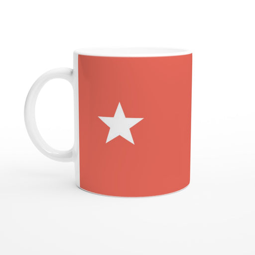 Tasse mit Stern - coralle/weiß