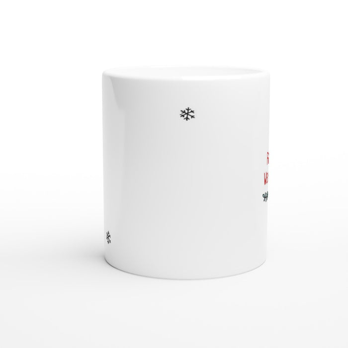 Tasse Fröhliche Weihnachten - Schriftzug mit Schleife Herz und Mistelzweig