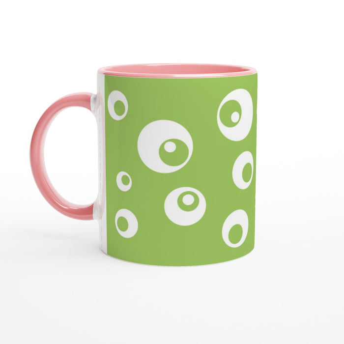 Tasse mit Kreisen - grün/weiß, verschiedene Farben