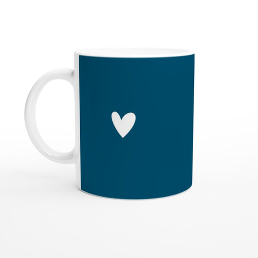 Tasse mit Herz - ozeanblau/weiß