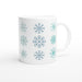 Tasse mit verschiedenen Schneeflocken - blau/grün