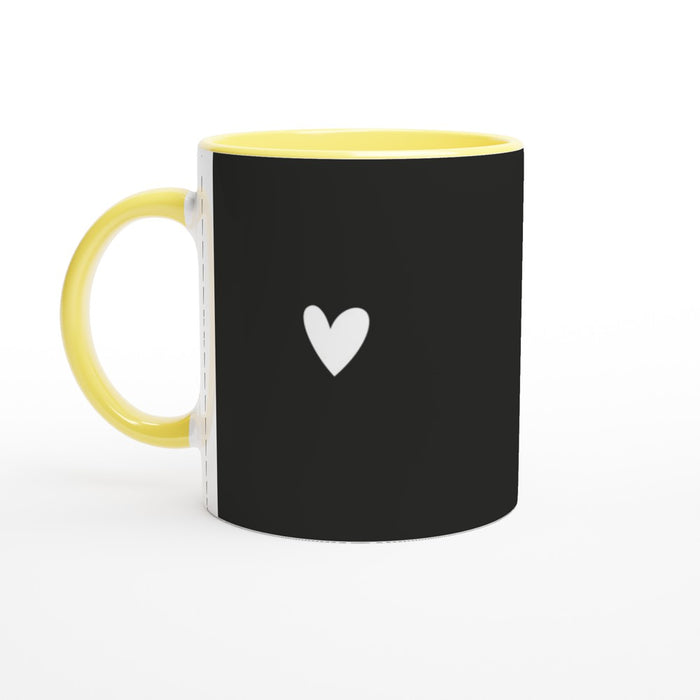 Tasse mit Herz - schwarz/weiß, verschiedene Farben