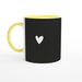 Tasse mit Herz - schwarz/weiß, verschiedene Farben