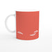 Tasse mit Blättern - coralle/weiß