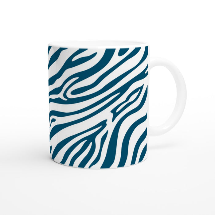 Tasse mit Zebramuster - ozeanblau/weiß