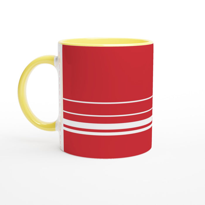 Tasse mit Streifen - rot/weiß, verschiedene Farben