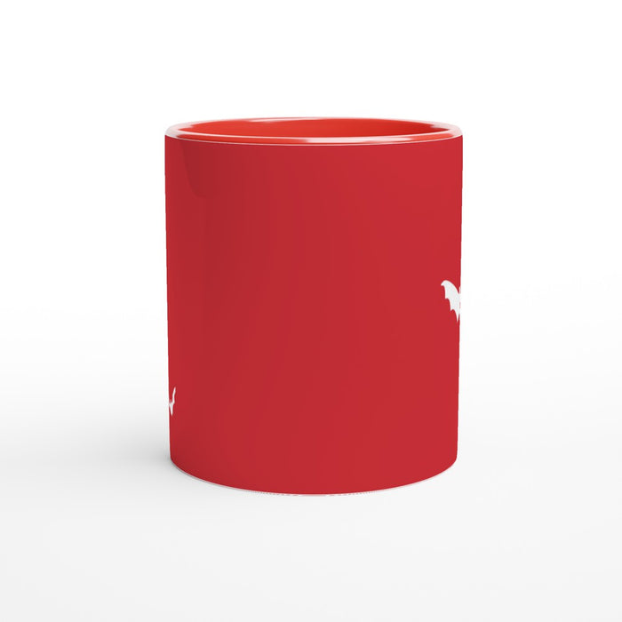 Tasse mit Fledermäusen - rot/weiß, verschiedene Farben