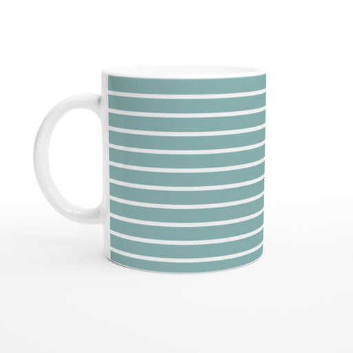 Tasse gestreift - eukalyptus/weiß