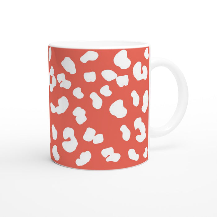 Tasse mit Leopardenmuster - coralle/weiß