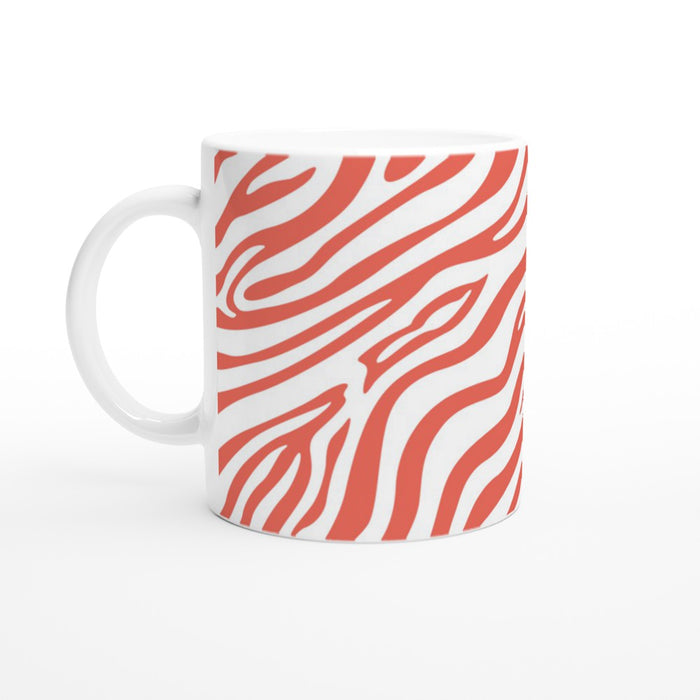 Tasse mit Zebramuster - coralle/weiß