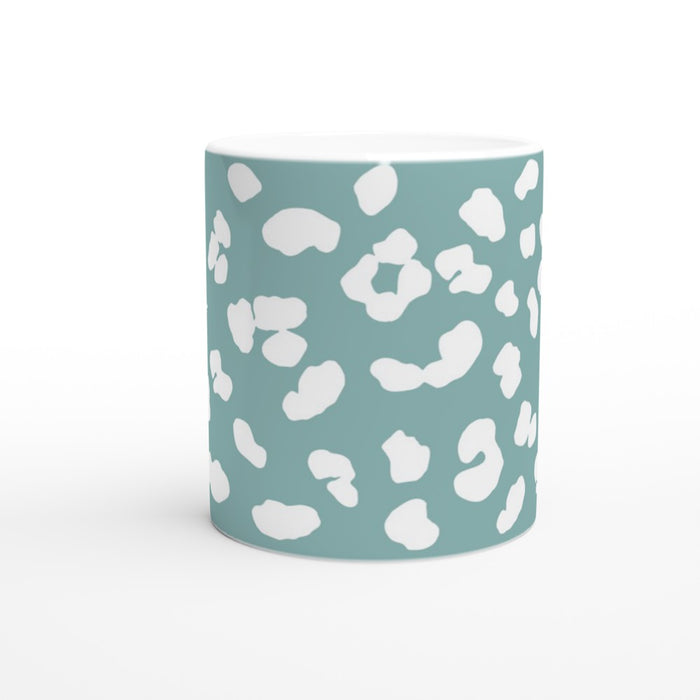 Tasse mit Leopardenmuster - eukalyptus/weiß