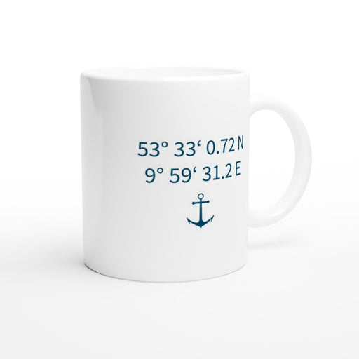 Tasse Hamburg Koordinaten - Anker, ozeanblau