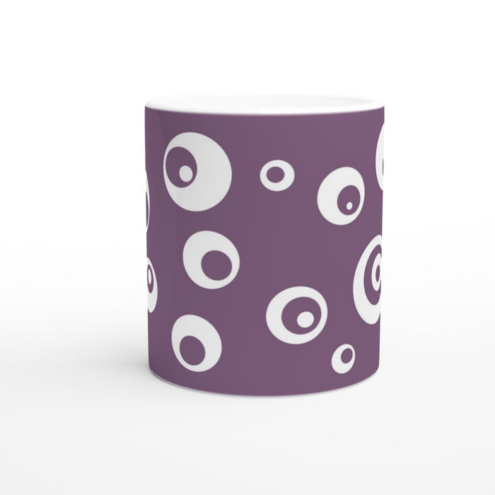 Tasse mit Kreisen - pflaume/weiß