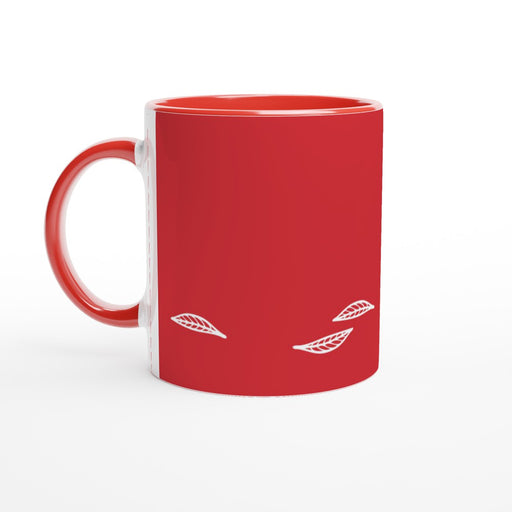 Tasse mit Blättern - rot/weiß, verschiedene Farben
