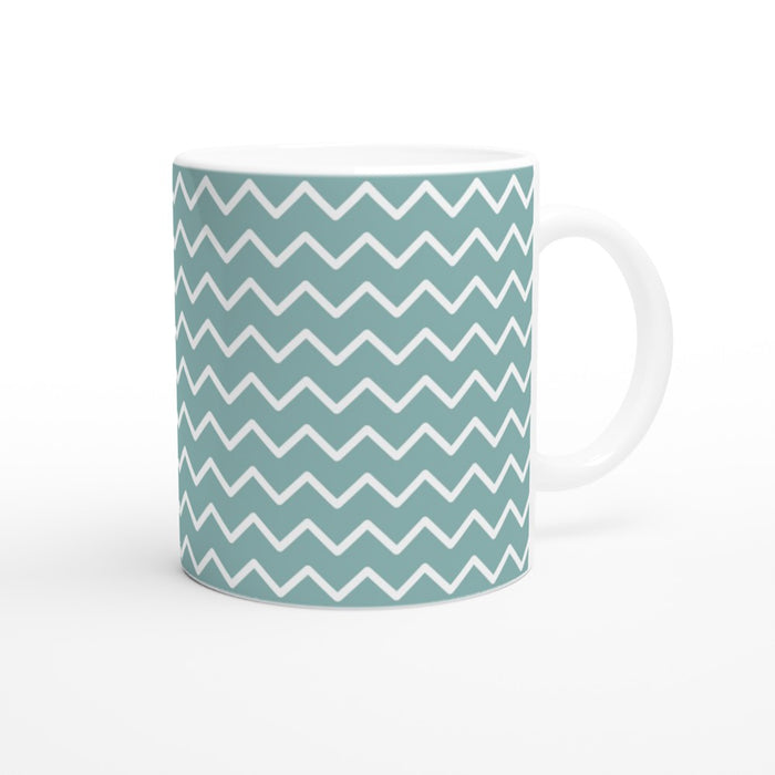 Tasse mit Zickzackmuster - eukalyptus/weiß