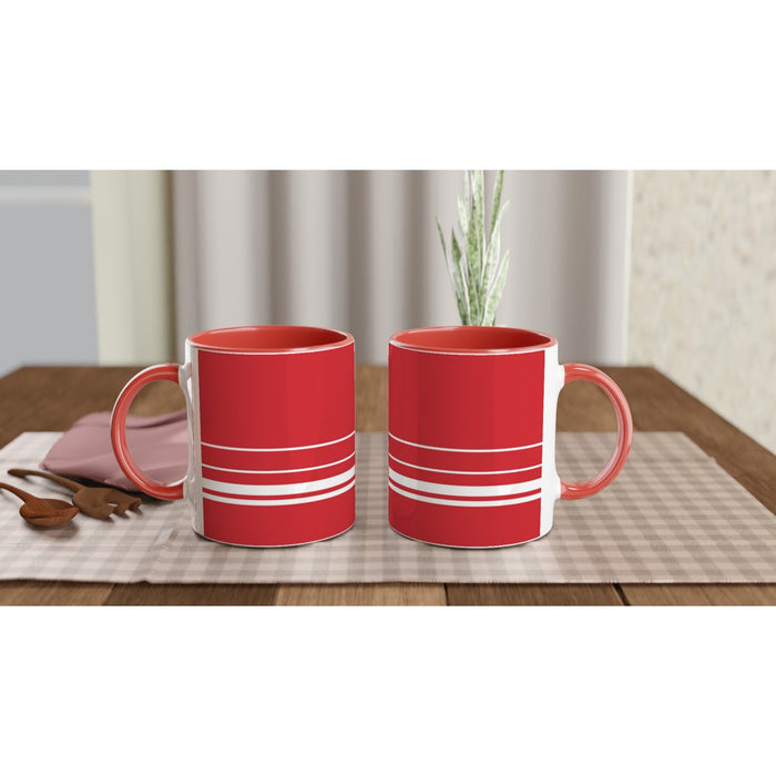 Tasse mit Streifen - rot/weiß, verschiedene Farben