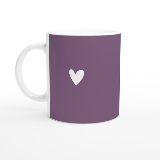 Tasse mit Herz - pflaume/weiß