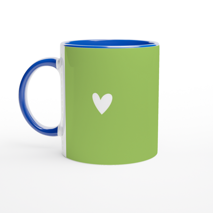 Tasse mit Herz - grün/weiß, verschiedene Farben