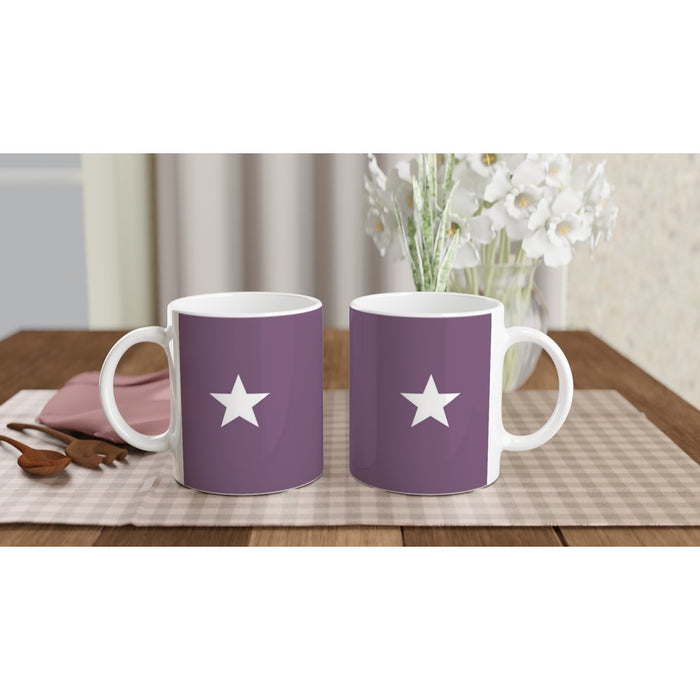 Tasse mit Stern - pflaume/weiß