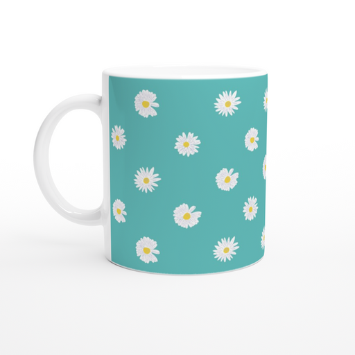 Tasse mit Gänseblümchen - Türkis