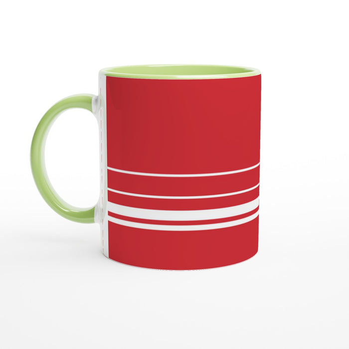 Tasse mit Streifen - rot/weiß, verschiedene Farben