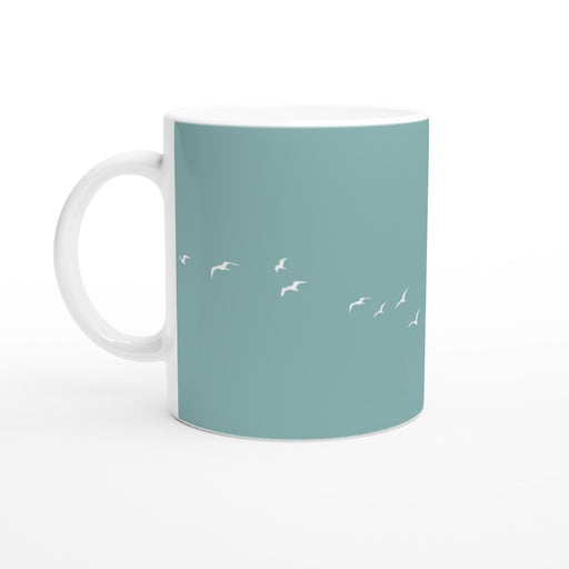 Tasse mit Vögeln - eukalyptus/weiß