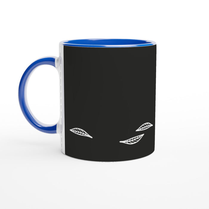 Tasse mit Blättern - schwarz/weiß, verschiedene Farben
