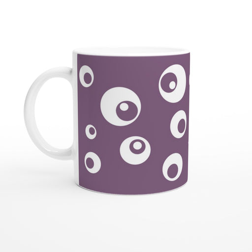Tasse mit Kreisen - pflaume/weiß