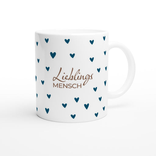Tasse Lieblingsmensch im Herzmuster - ozeanblau