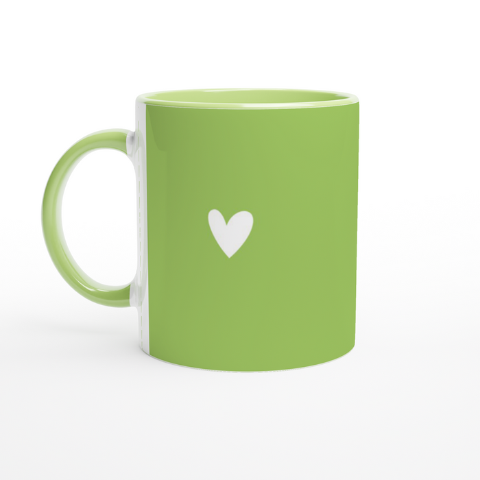 Tasse mit Herz - grün/weiß, verschiedene Farben