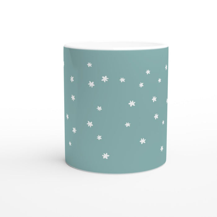 Tasse mit Sternenhimmel - eukalyptus/weiß