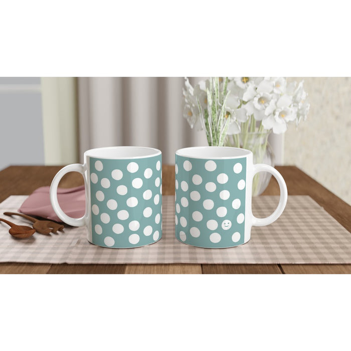 Tasse mit Punkten - eukalyptus/weiß