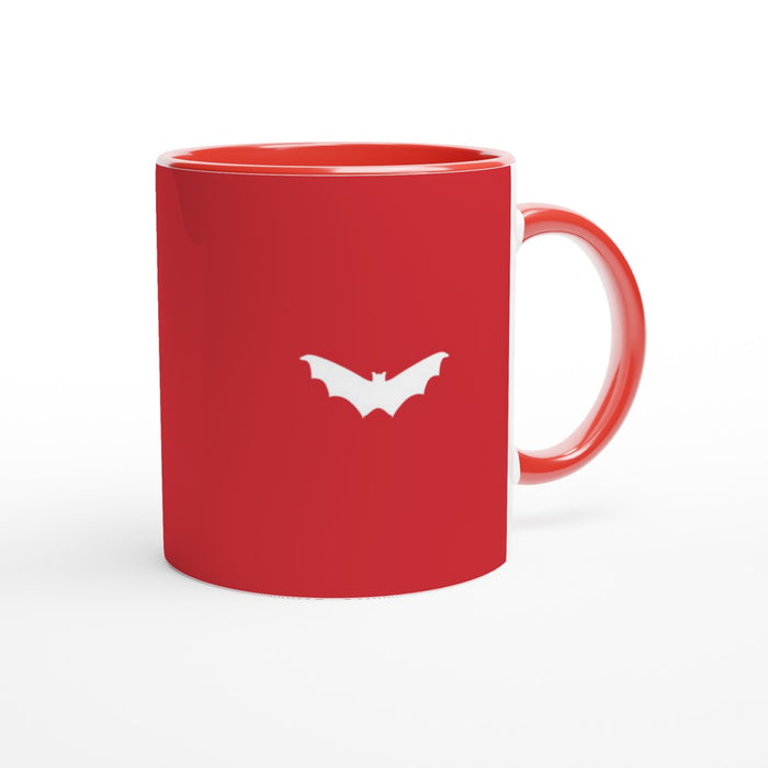 Tasse mit Fledermäusen - rot/weiß, verschiedene Farben