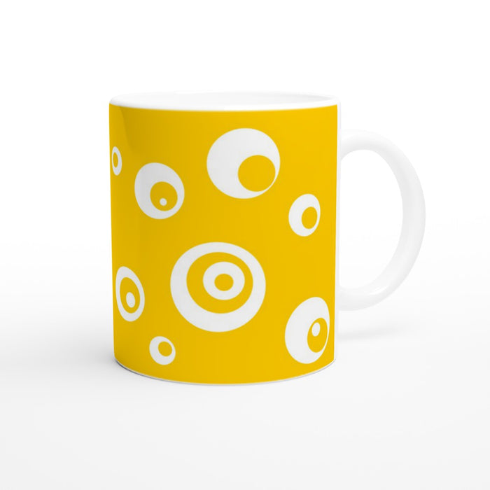 Tasse mit Kreisen - sonnengelb/weiß