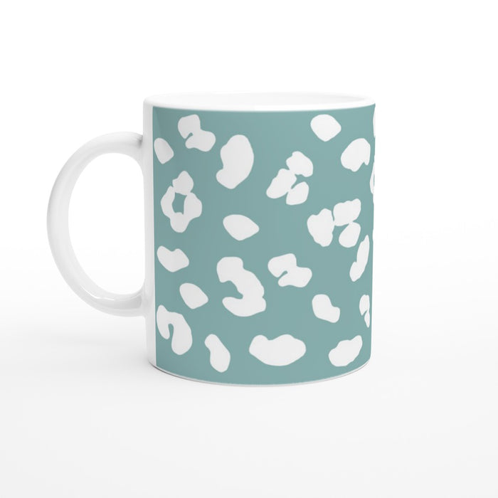 Tasse mit Leopardenmuster - eukalyptus/weiß