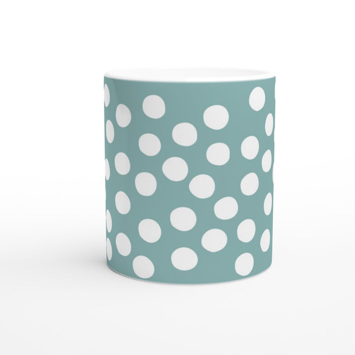 Tasse mit Punkten - eukalyptus/weiß