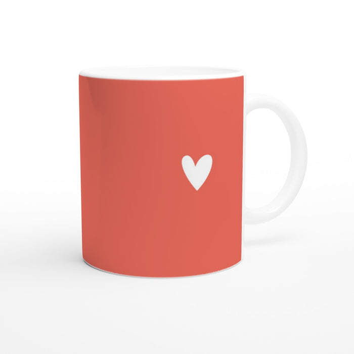 Tasse mit Herz - coralle/weiß