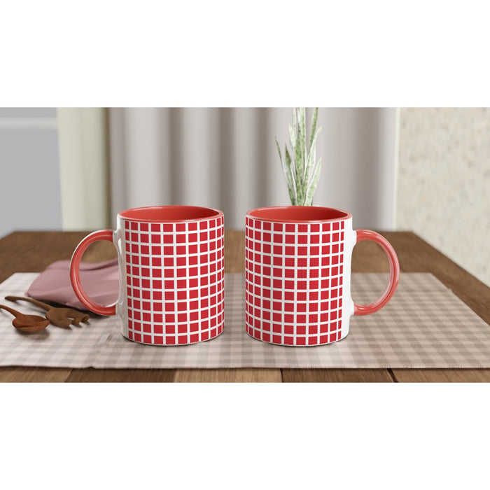 Tasse kariert - rot/weiß, verschiedene Farben