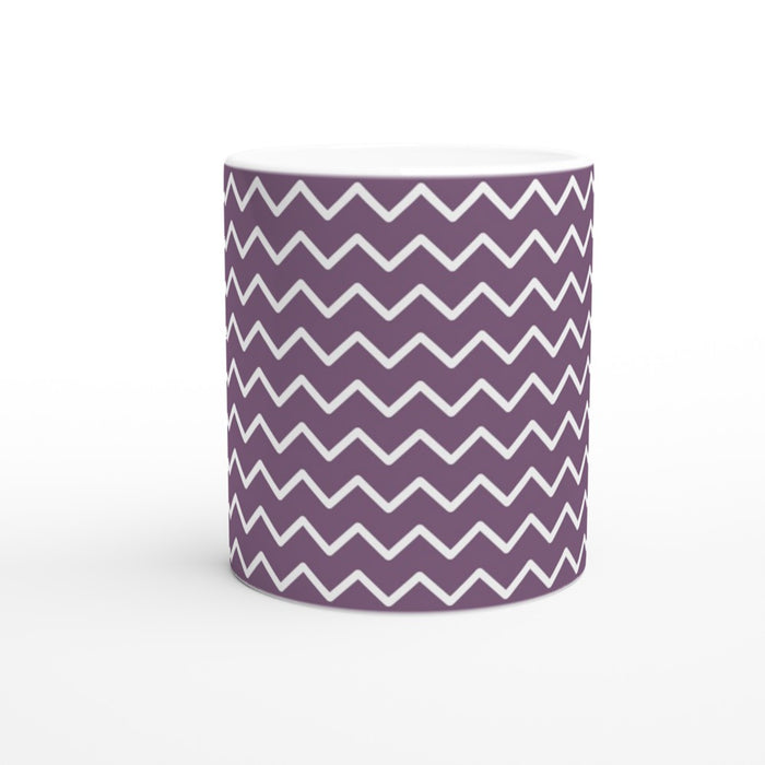 Tasse mit Zickzackmuster - pflaume/weiß
