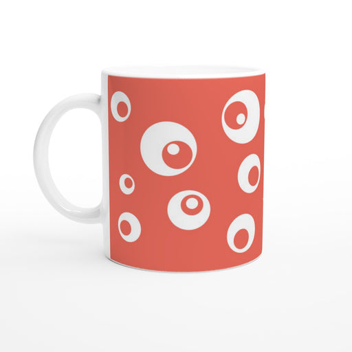Tasse mit Kreisen - coralle/weiß