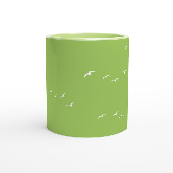 Tasse mit Vögeln - grün/weiß, verschiedene Farben