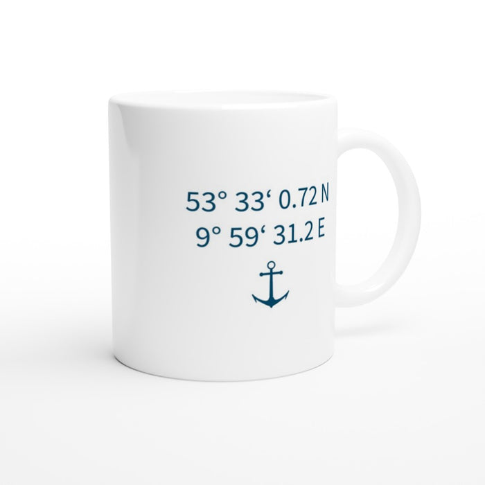 Tasse Hamburg Koordinaten - Anker, ozeanblau