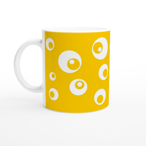 Tasse mit Kreisen - sonnengelb/weiß