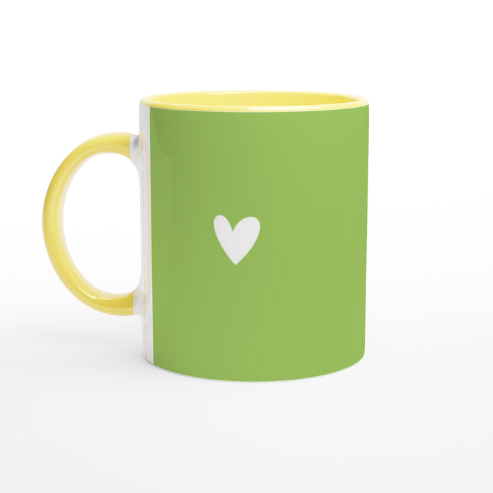Tasse mit Herz - grün/weiß, verschiedene Farben