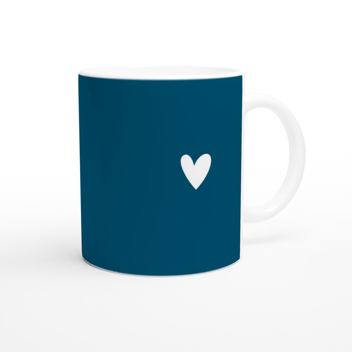 Tasse mit Herz - ozeanblau/weiß