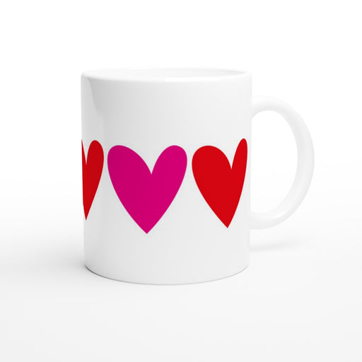 Tasse mit großen Herzen - pink/rot