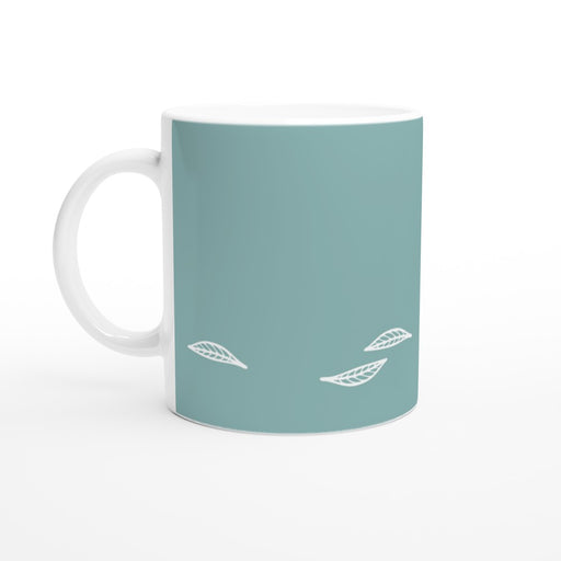 Tasse mit Blättern - eukalyptus/weiß