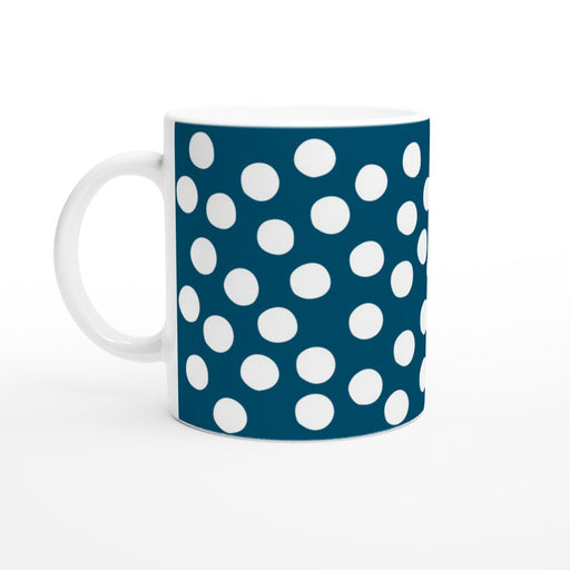 Tasse mit Punkten - ozeanblau/weiß